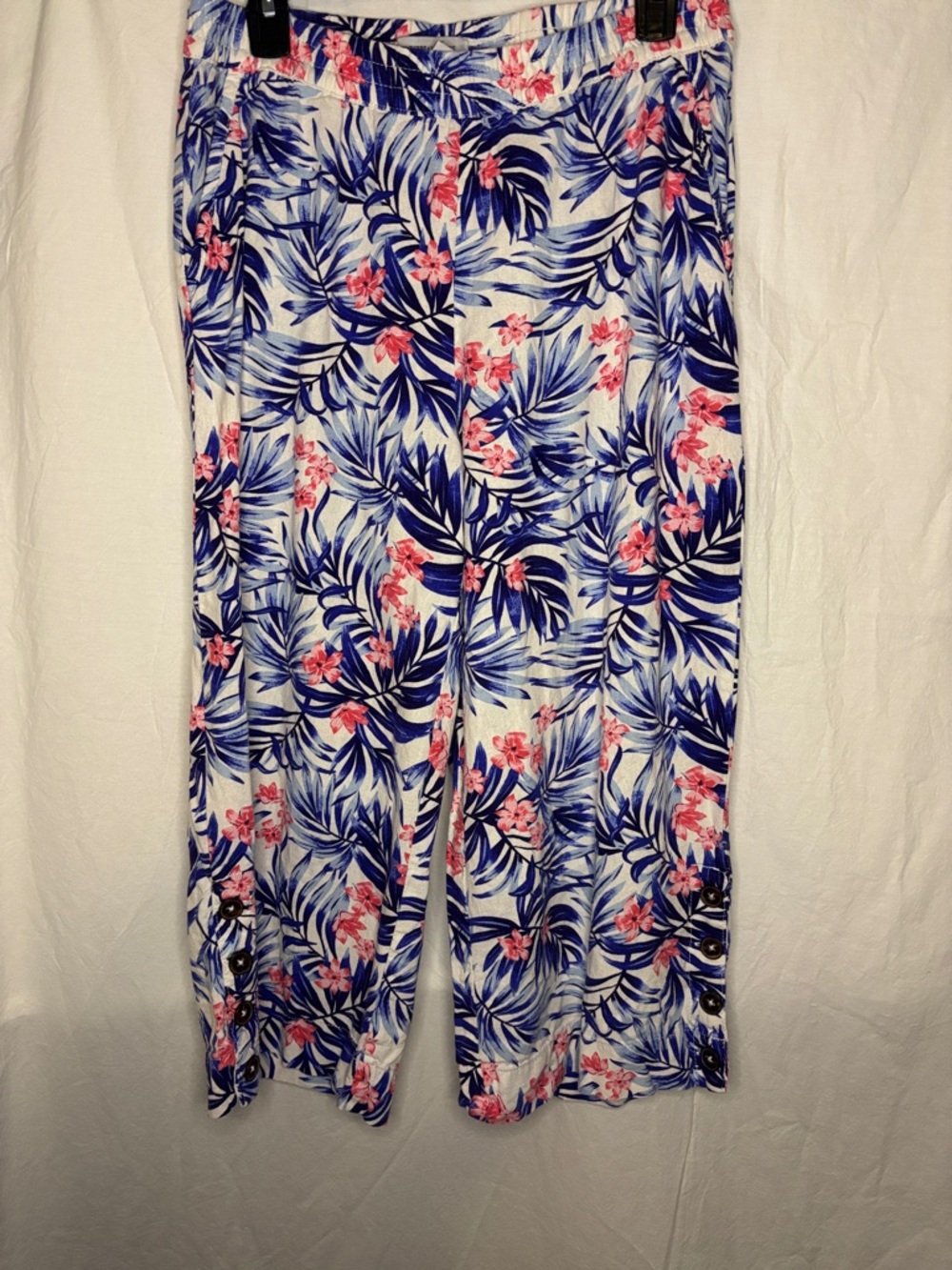 Caribbean Joe Tropical Floral Linen/Rayon Pants- Beachy Grannycore
